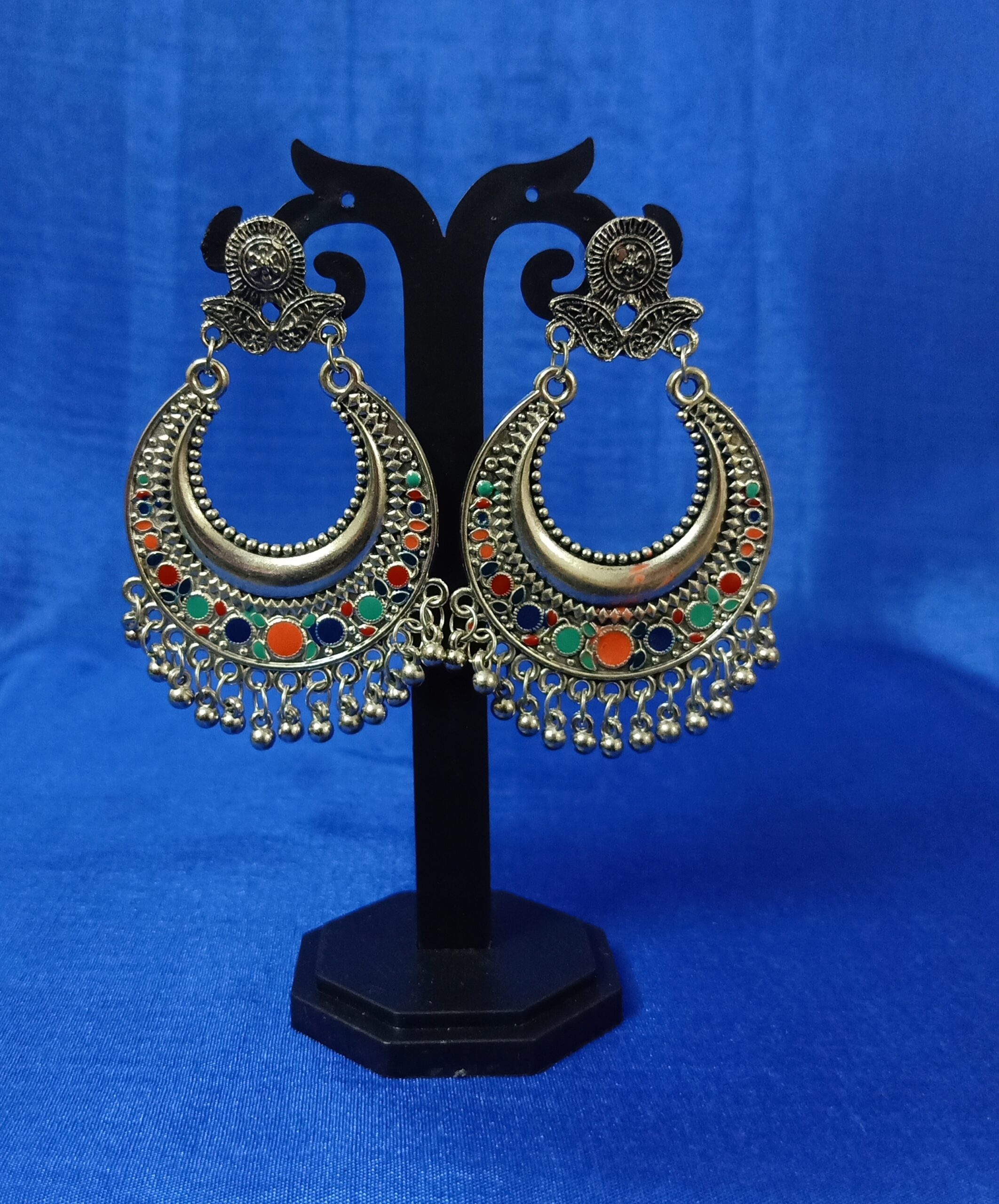 Round Stud Black Metal Oxidised Jhumka Earrings – The Shopping Tree